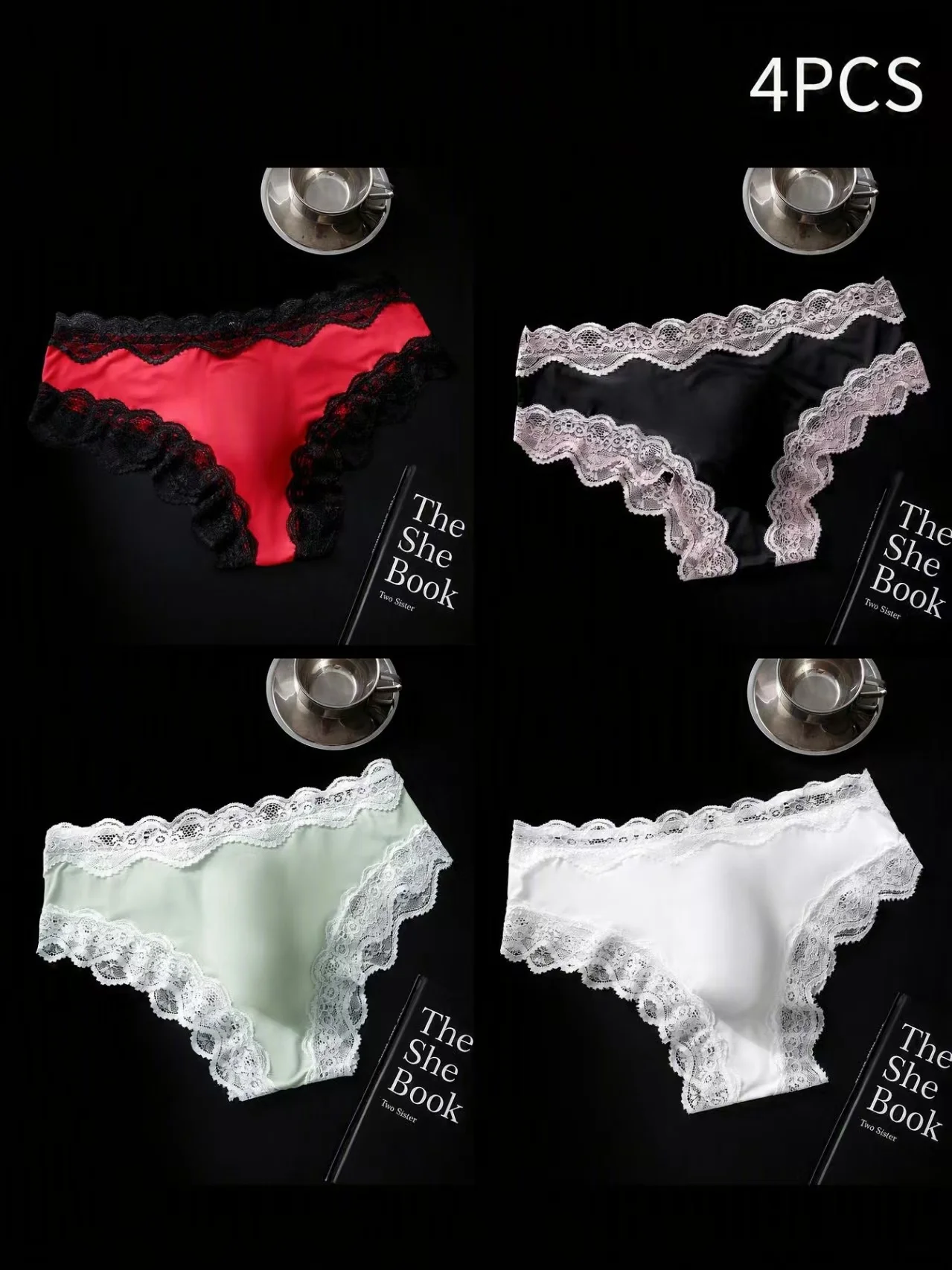 4PCSSexy Mens Seamless panties Lace Ultra Thin Sports Fitness Bulge Pouch briefs Male Panties Low Waist