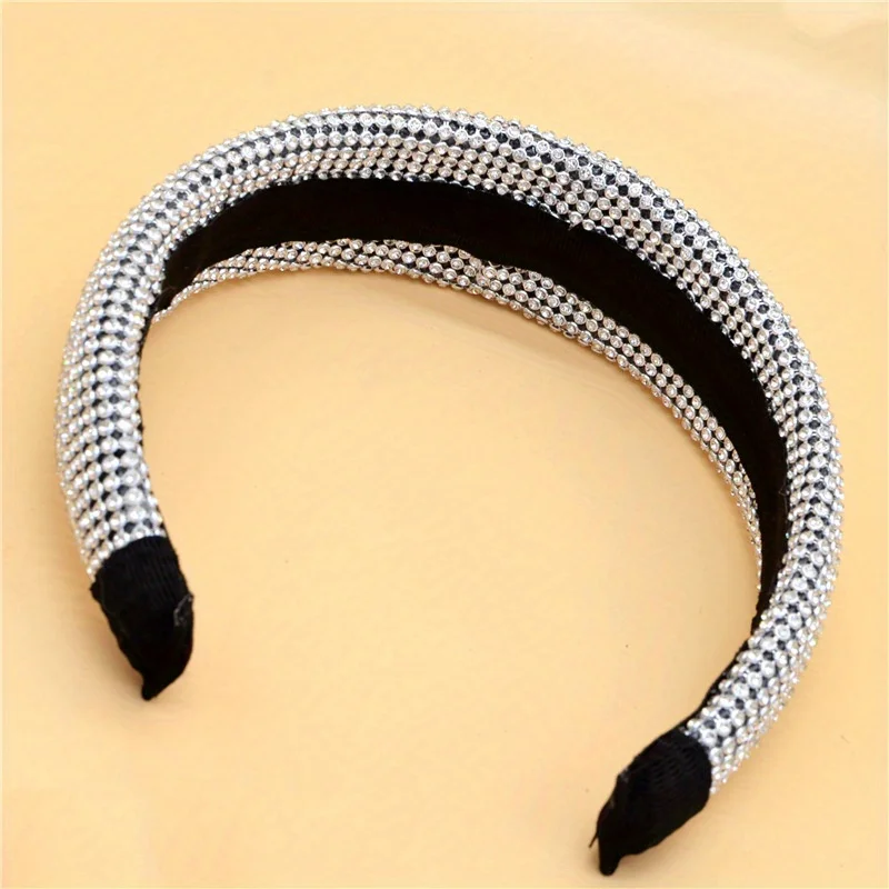 

Full Rhinestone Hairband Wide Bling Bling Headband for Women Girl Thick Sponge Anti Slip Rhinestone Hair Hoop Hair Accessories