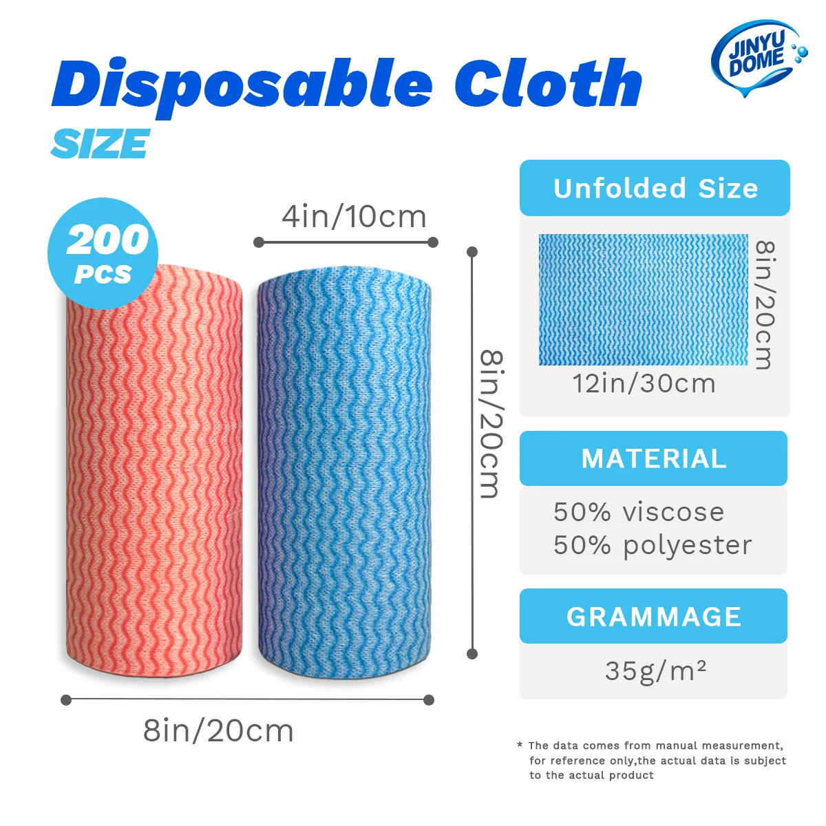 JINYUDOME 200Pcs/2Rolls Reusable Disposable Washing Cleaning Cloth Towels Handy Wipe Dish Absorbent Cloths For Kitchen Lazy Rags