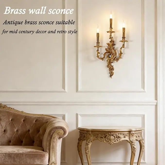 French luxury brass wall lamp suitable for living room bedroom bedside villa cafe hotel aisle creative corridor lamp
