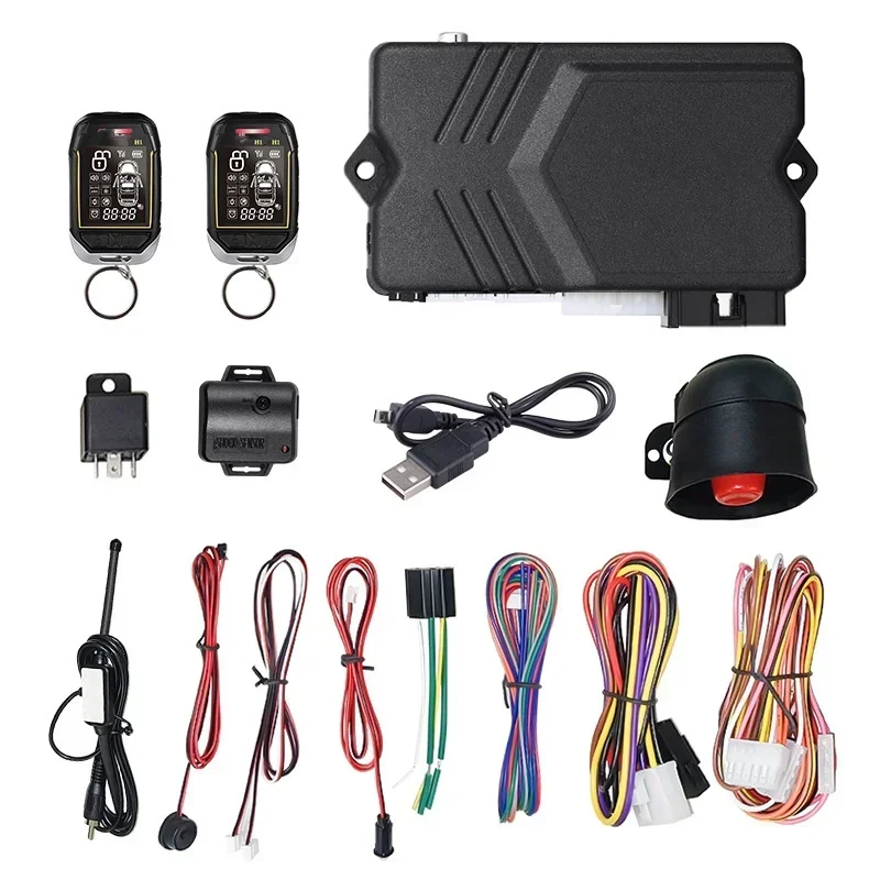 2 Way Big 1.73 Inch LCD Pager Display Auto Start Timer Start Stop Shock Warning Car Alarm System