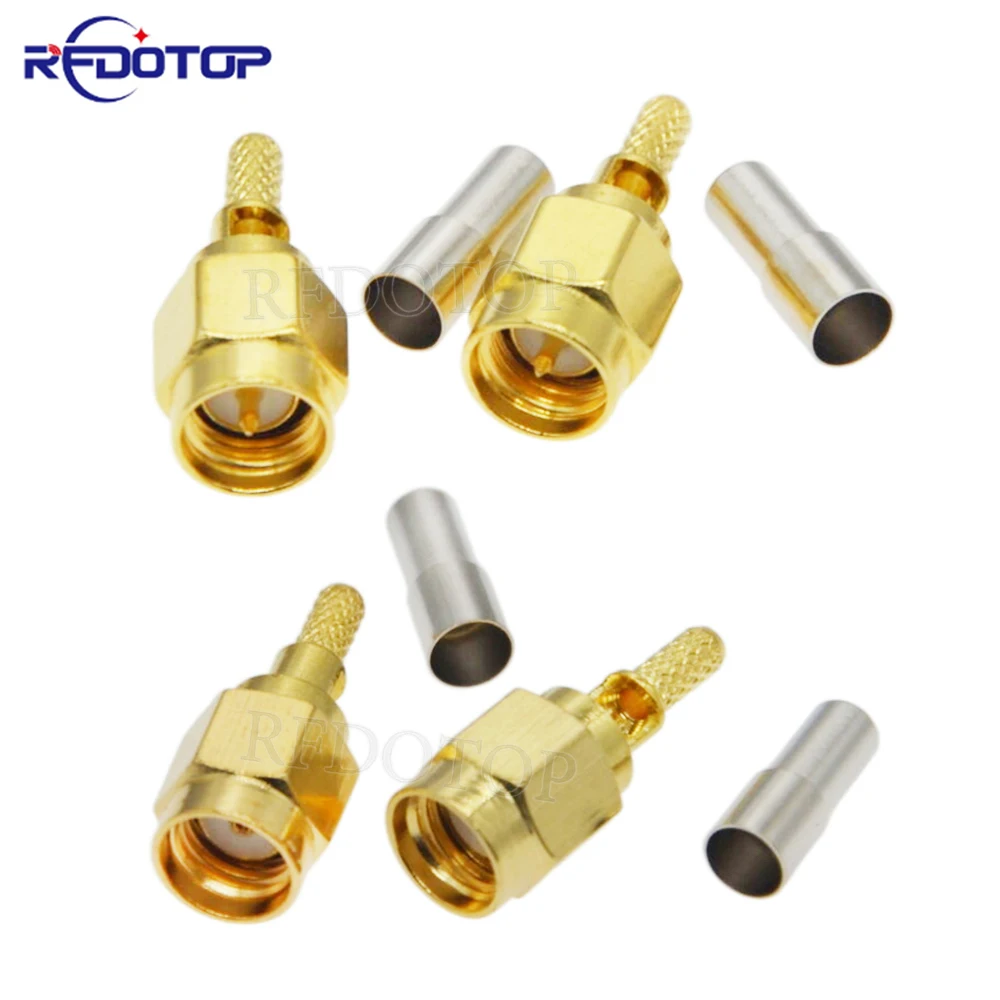 

10Pcs/Lot SMA/RP-SMA Male Plug Straight SMA-1.5 RF Connector Gold Plated 50 Ohm Crimp for RG174 RG316 LMR100 Cable