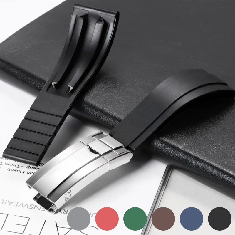 Роскошный резиновый ремешок 20 мм, силиконовый ремешок для часов Rolex, браслет с водным призраком, водонепроницаемый браслет, универсальный сменный ремешок