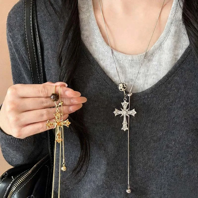 Fashion Vintage Brown Natural Stone Pendant Gold Color Snake Chain Necklace For Women Girls Aesthetic Punk 2025 Trend Jewelry