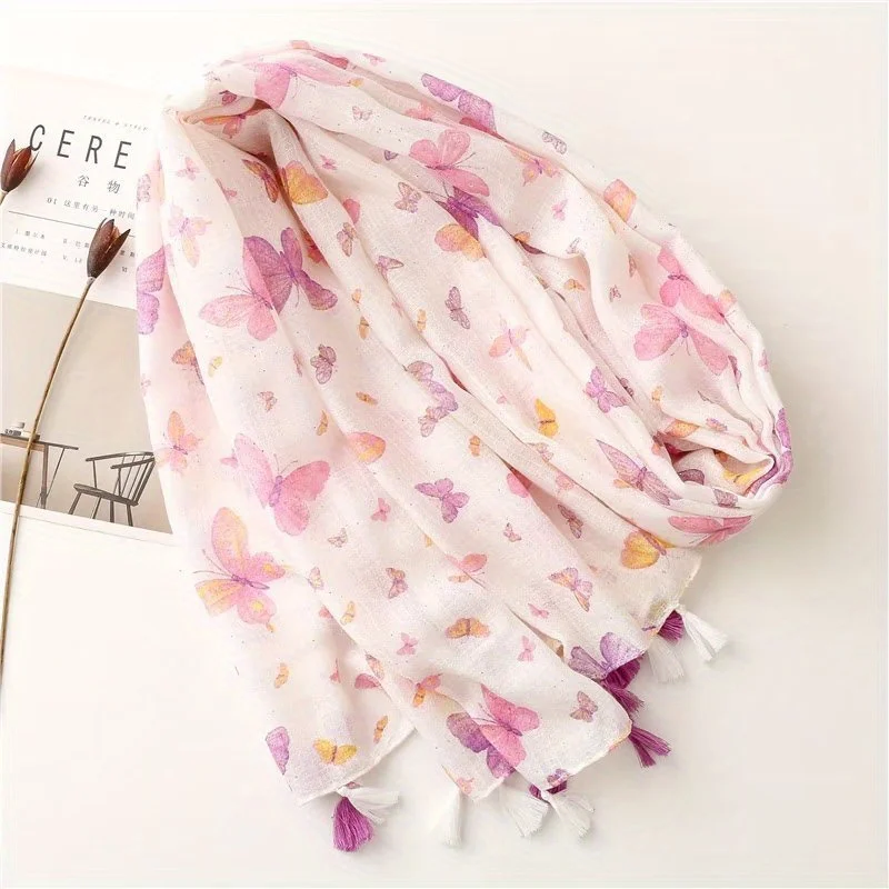 2024 Designer Brand Women Scarf Classical Print Lady Shawls Cotton Feeling Soft Oversize Hijabs Neck Headband Tassel Foulard