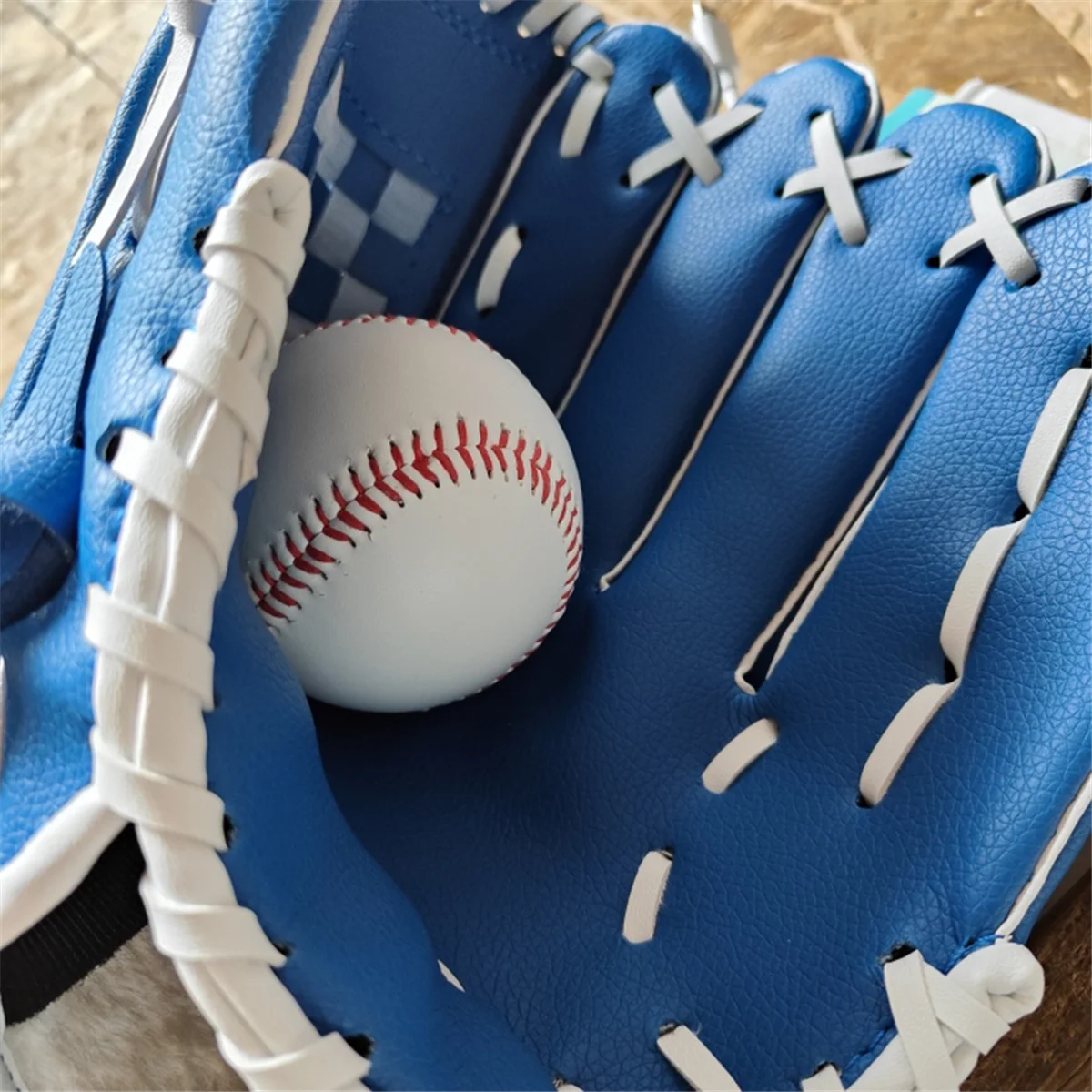 AT53 Outdoor Sports Left Hand Training Practice Softball Baseball Gloves Pitcher Hand Players Pocket Glove 12.5Inch Blue