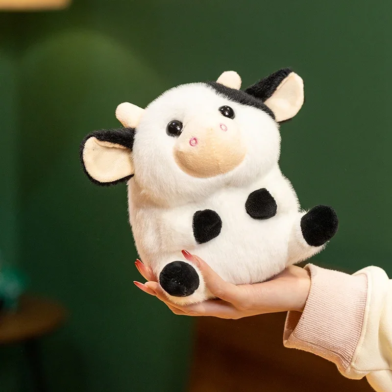 

Милая плюшевая игрушка-корова с черными пятнами, мягкая пушистая кукла-животное, очаровательная плюшевая игрушка-мышь/сова, милый декор для дома