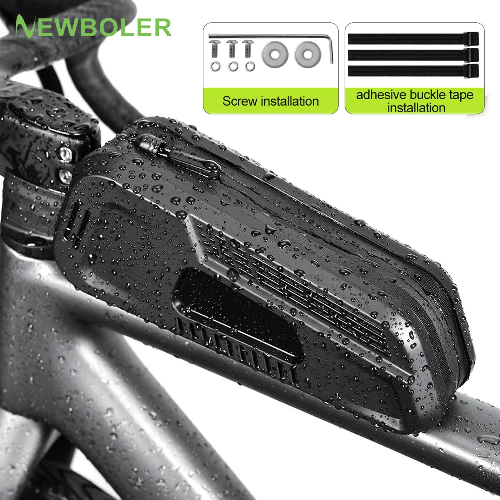 

NEWBOLER Bicycle Magnetic Lid Top Tube Bag With Bolts Mounted & Straps MTB Road Bike Waterproof Front Frame Structured Bag