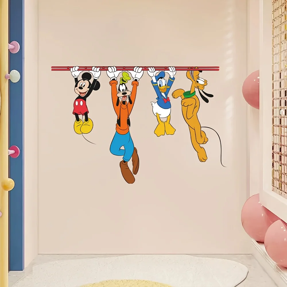 1 ملصق حائط ذاتي اللصق من ديزني ميكي ودونالد داك من مادة البولي فينيل كلوريد، ديكور غرفة النوم على طراز الرسوم المتحركة مناسب لغرفة المعيشة والمنزل، زينة حفلات عيد الميلاد #1