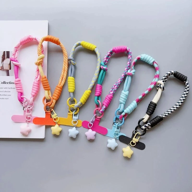 1 Piece Star Pendant Wrist Rope Cartoon Cute Mobile Phone Hanging Rope Adjustable Short Braided Rope Keychain For Men And Women