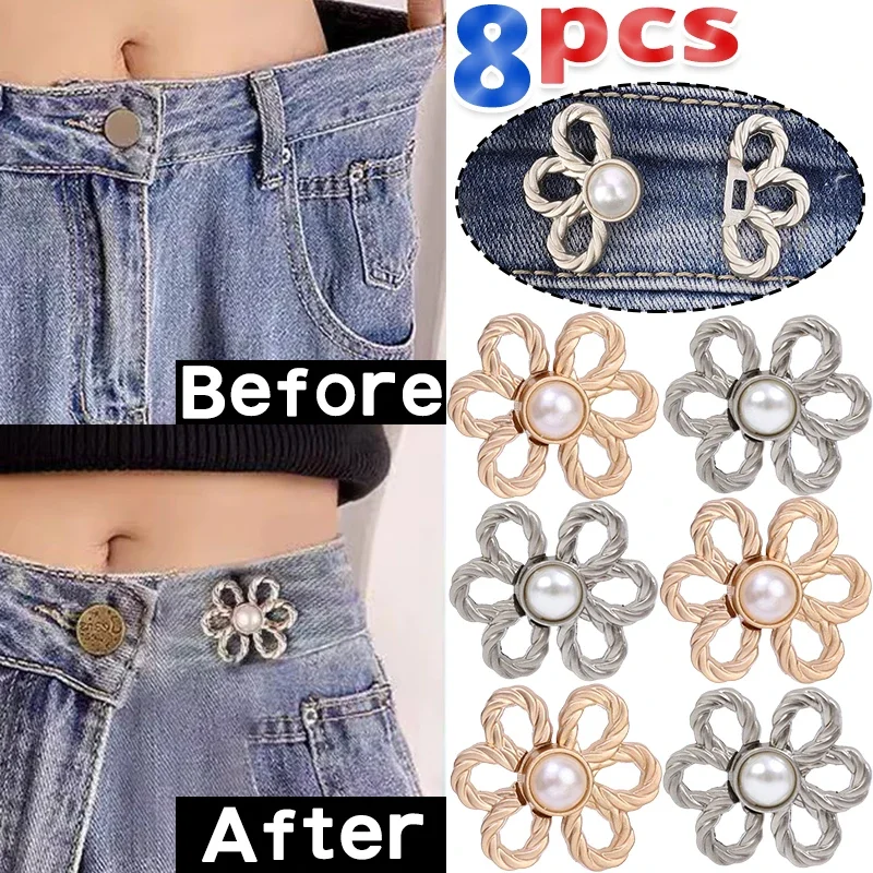 Adjustable Metal Waist Buckle Tightening Jeans Button Pants Skirts Adjust Waistline Snap Button Sewing Free Waist Tightener