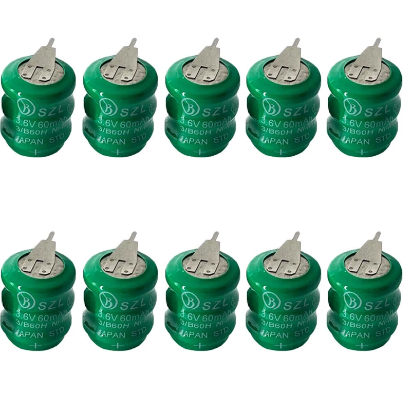 10pcs/lot MasterFire Original 3.6V 60mAh 3.6V60mAh Rechargeable Ni-MH Button Battery PLC CNC Data Backup Power Batteries Pack