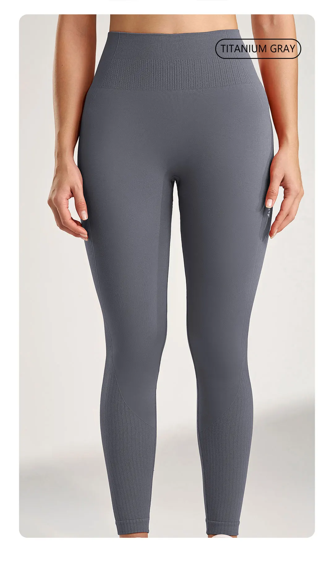 Einfarbige Leggings für Damen, Fitnessstudio, Laufen, Yoga-Hose, lange Hose, hohe Taille, Bauchstraffung, Stretch-Jogginghose, sieben Farben – Detail 16