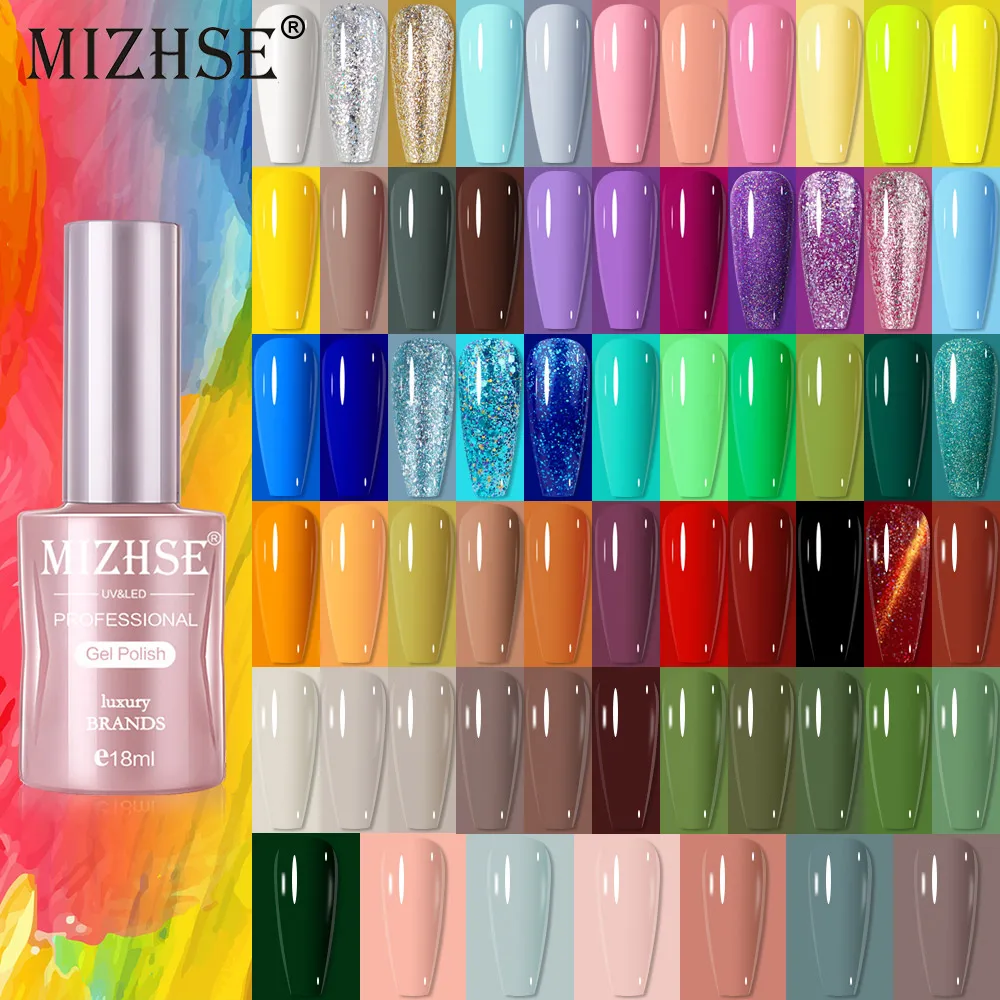 MIZHSE 18ml Nail Art Gel Nail Polish Semi-permanent Varnish UV 68 Colors Gel Polish For Manicure Nail Design Base And Top Coat