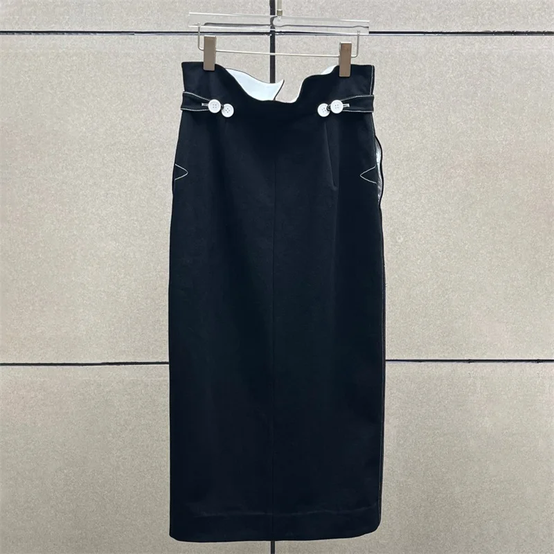 women's skirt New high waisted slim straight tube skirt for autumn 2026 Asymmetric women's half skirt Cotton blend long skirt