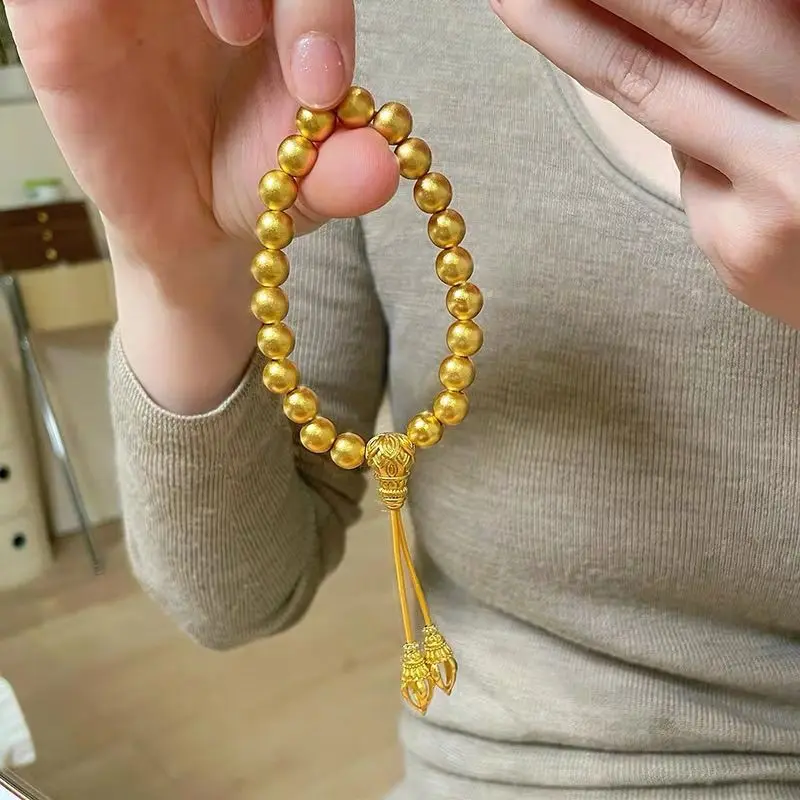 Gold Plated Long Lasting Gourd Bead Bracelet for Women New Fashion Jewelry Valentine's Day Gift for Girlfriend
