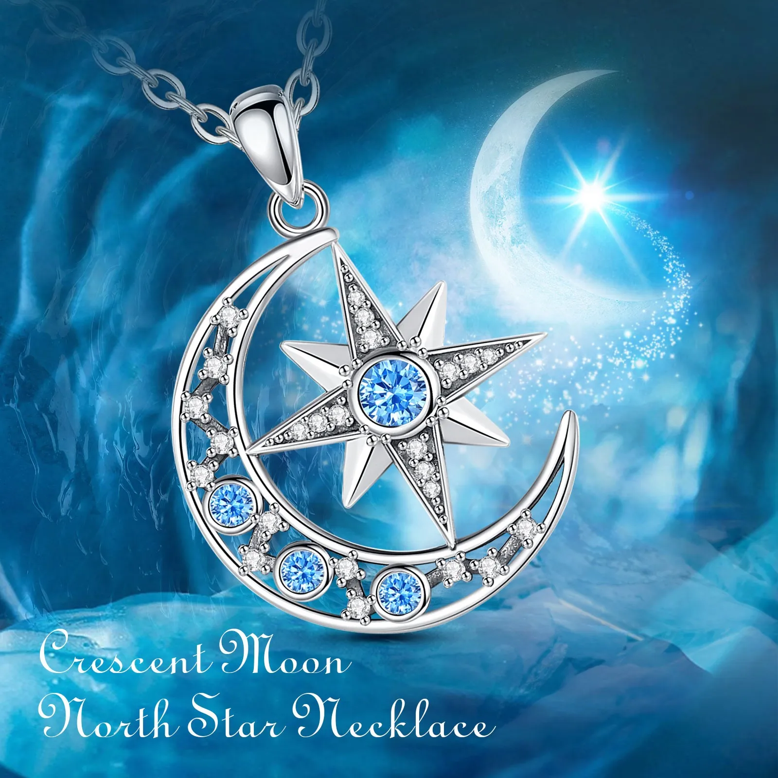 Eudora 925 Sterling Silver Crescent Moon Necklace for Women Fine