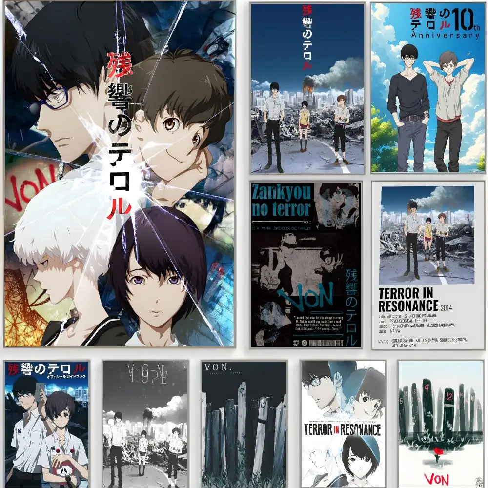 anime suspense Z-Zankyou no Terror Poster Classic Wall Art  Home Decor  Peel and Stick Unframed