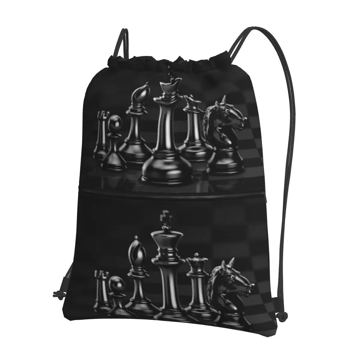

Black King Chess The-chessboard Backpacks Casual Drawstring Bags Sundries Bag Book Bags for Man Woman Students