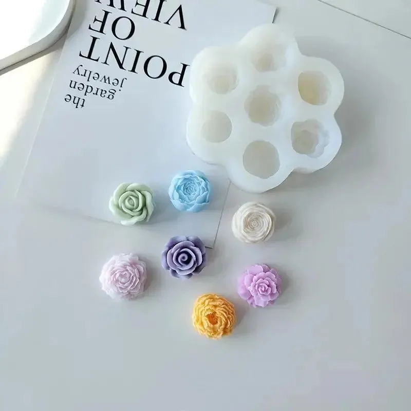Blumen-Silikonformen 3D Rose Pfingstrose Handgemachte Kerzen Seife Gips Harz Bastelwerkzeuge