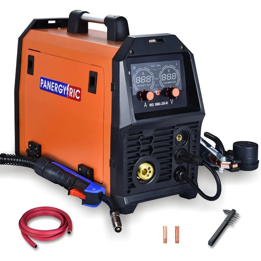200A Synergic MIG Welder Wire Feed Welder 4-in-1 Gas MIG/Gasless Flux MIG/Stick/Lift TIG Multi-Process Welding Machine with Dua