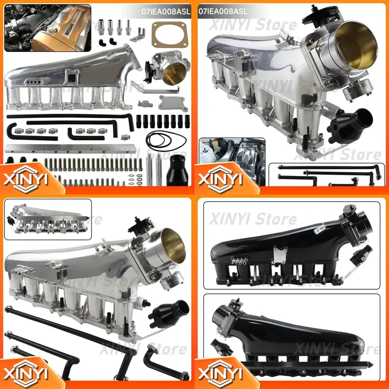 For Nissan Skyline GTR R32 R33 RB26DET Intake Manifold Fuel Rail 90mm Throttle Body Black Silver 1989