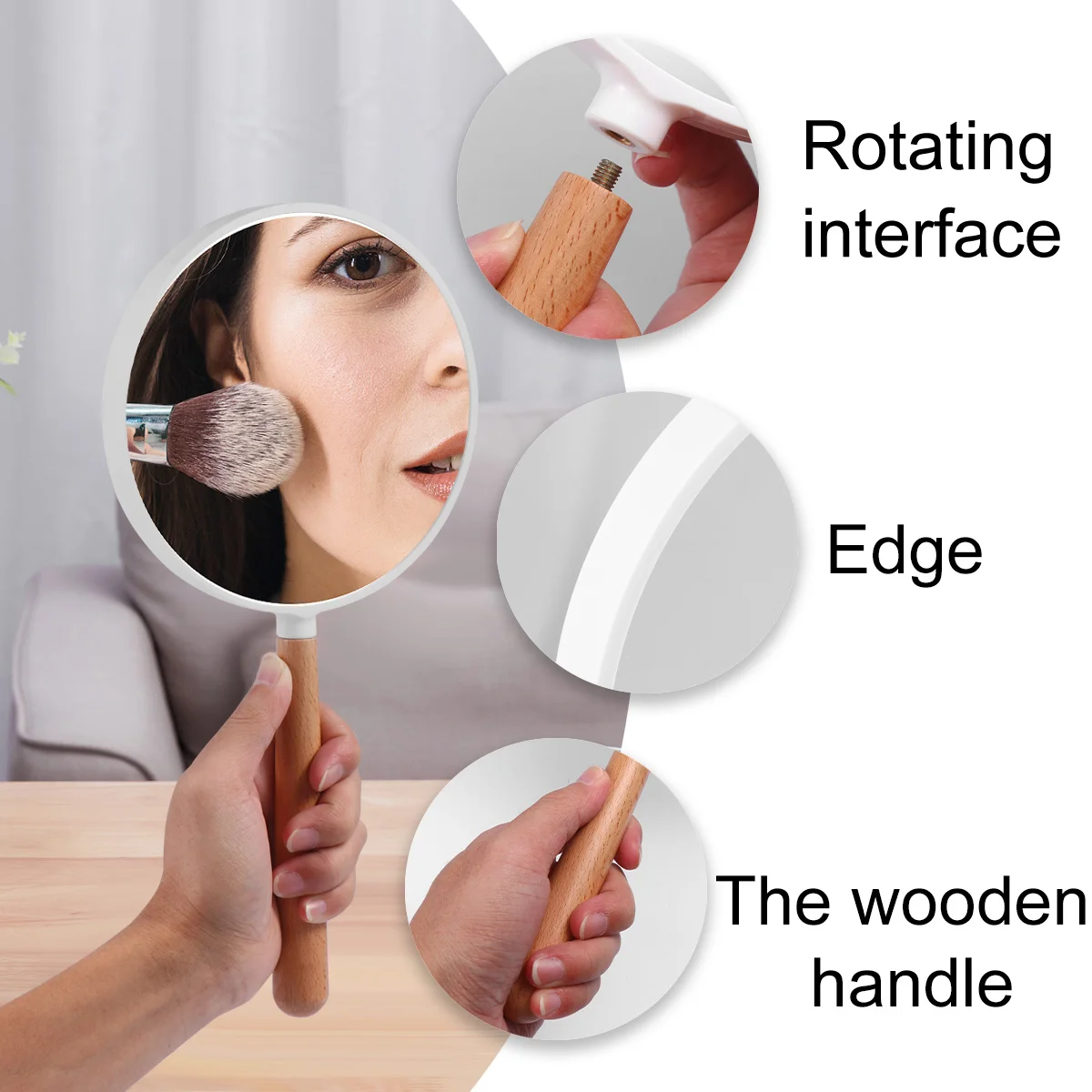 

Makeup Mirror Vintage Handhold Round Mirror for Women Travel Compact Double Sided Portable Small Glossy Clear