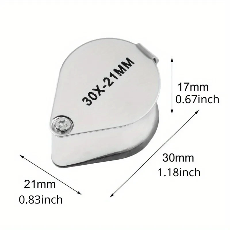 10X 20X 30X Jewelry Loupe Magnifier Triplet Lens Folding Pocket Magnifying Glass for Diamond Watch Repair Reading Tool Lupa