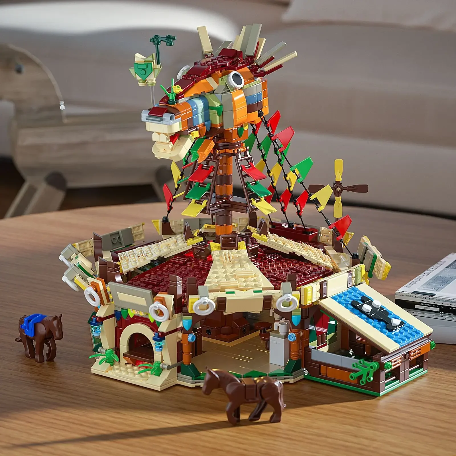 Hot Game Merchandise Horse Head Station Building Blocks Zeldaed Stables Breath Of The Wild Assembly Model Puzzle Kids Toy Gift