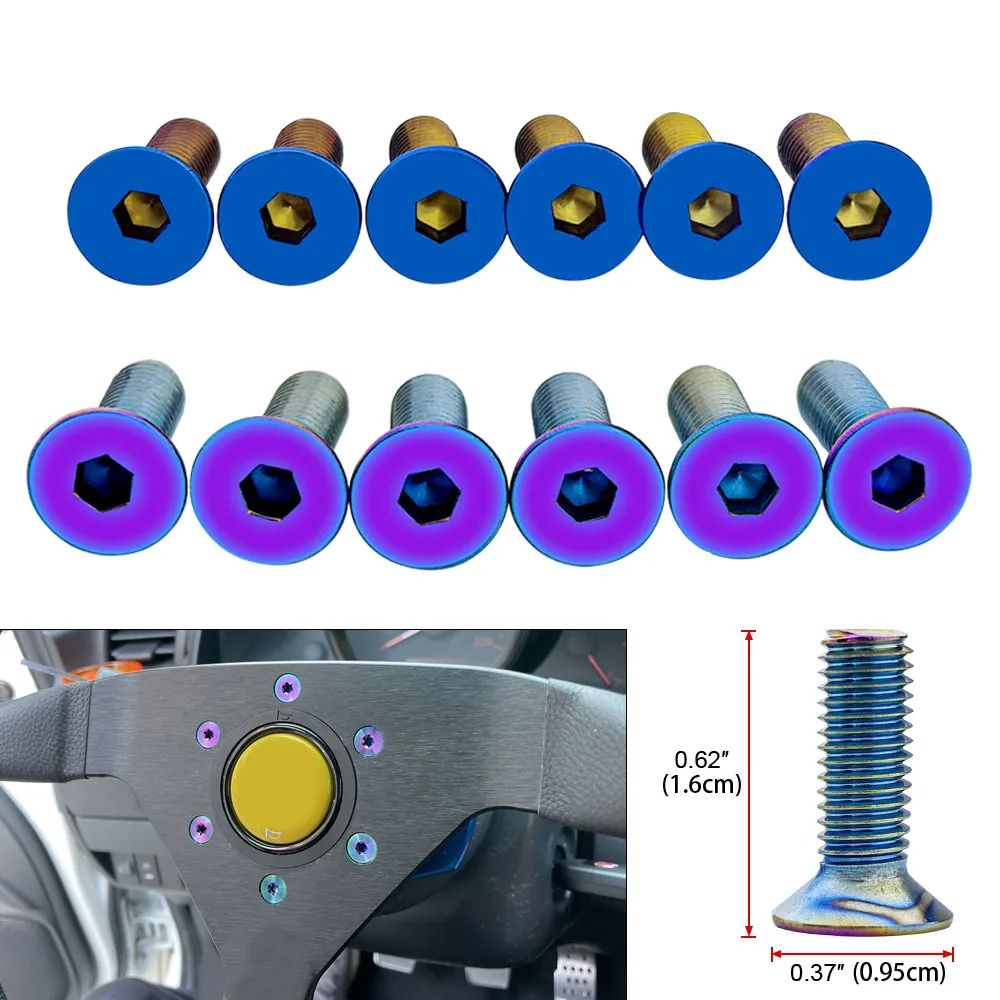 6Pcs Car Sport Steering Wheel Bolts Screw w/ 1x Wrench Kit for  Nardi NRG Works Racing Bell Boss Tool Fixing Screw Auto Part