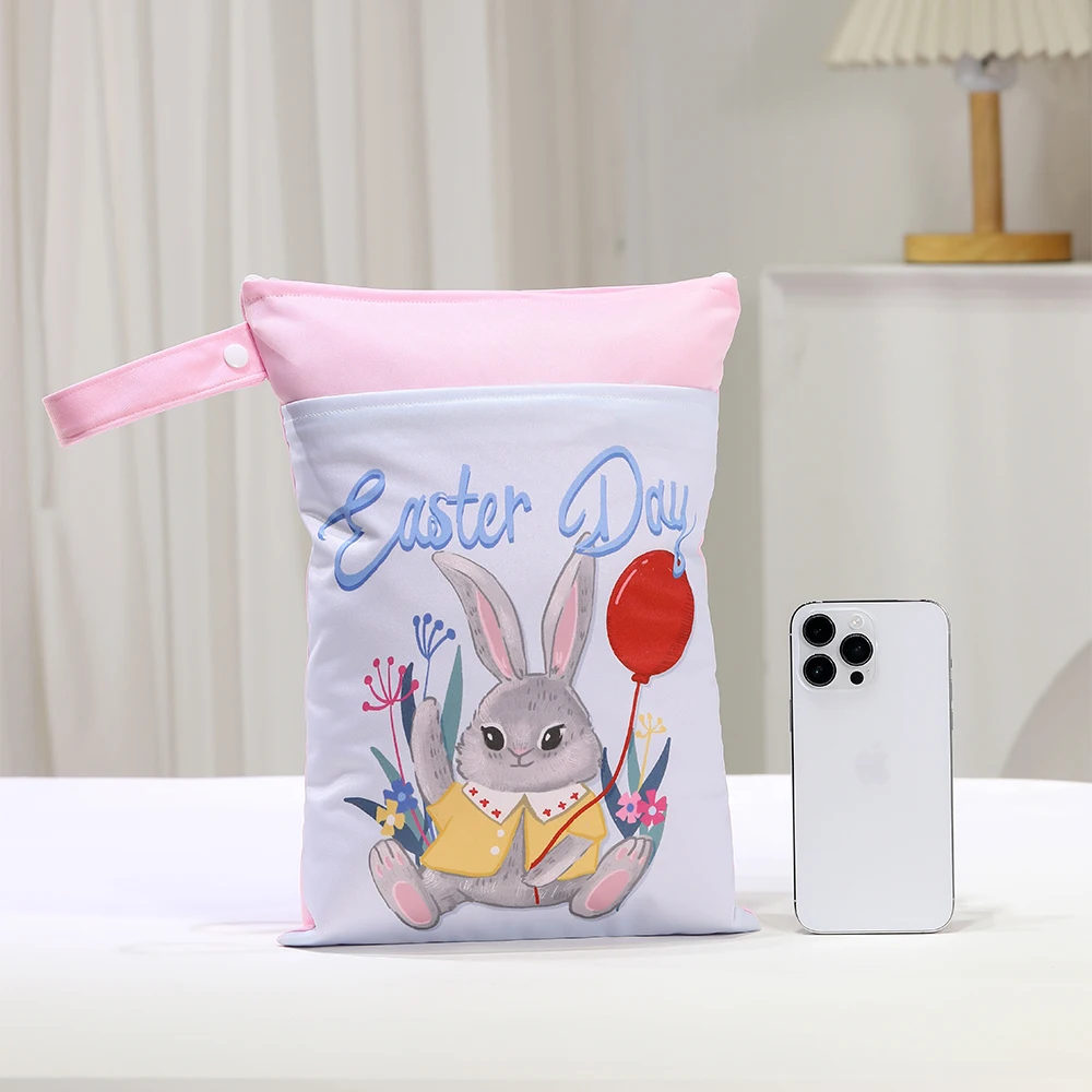 BIAI 25*35cm Wet Storage Bag Washable Diaper Nappy Bag Waterproof Beach Bag Double Pocket with Zippers Travel Makeup Storage Bag