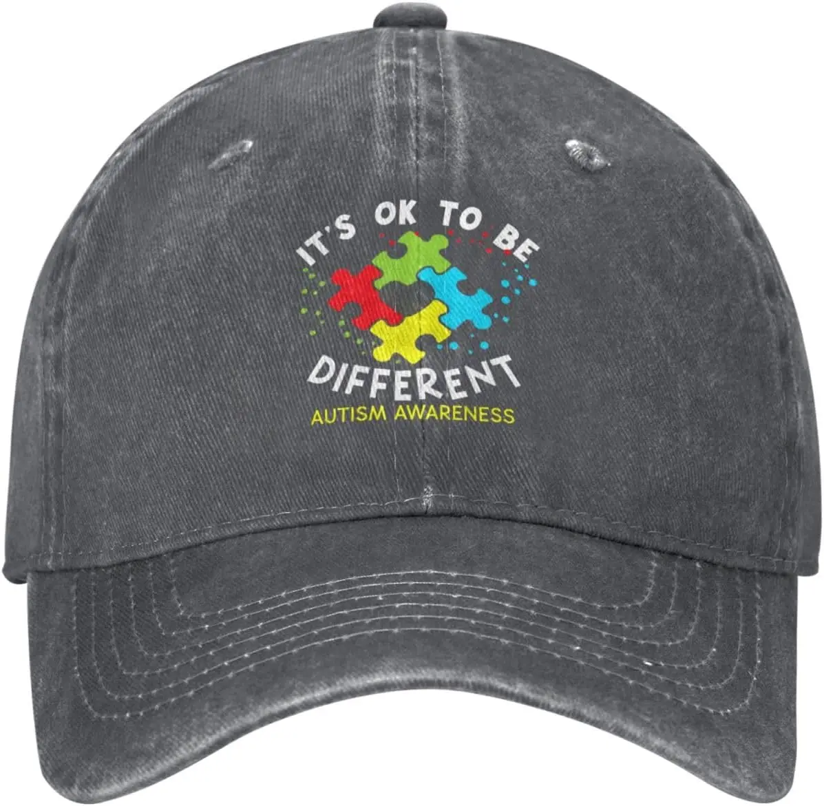 Autism Awareness Baseball Cap It's Ok To Be Different Washed Cotton Dad Hat Adjustable Casual