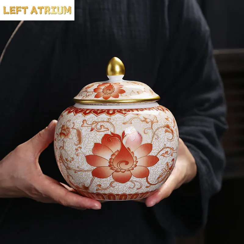 Ceramic Ginger Jar Decor Jar Big Belly Household Enamel Half Pound Sealed Jars Tea Canister Versatile Storage Jars Home Decor