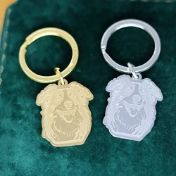 Stainless Steel Baby Dog Australian Shepherd Keychains For Women Men Cartoon Jewelry Pet Lover Animal Keychain