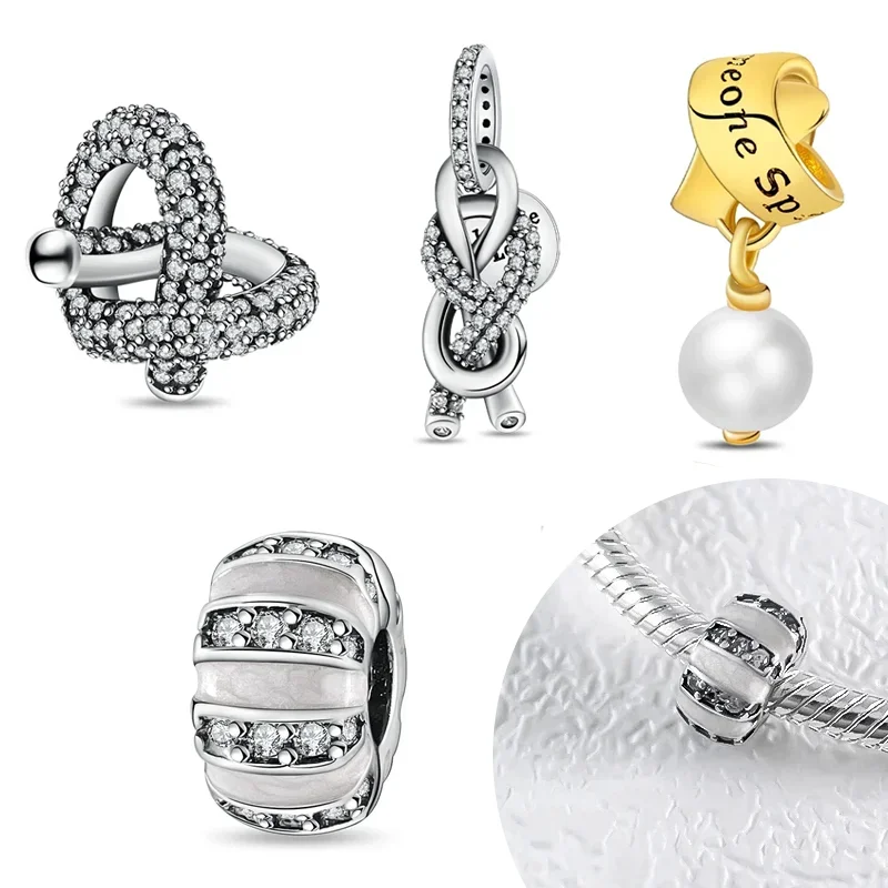 925 Sterling Silver  Infinity Love Charms Beads Fit Original Bracelets Bag Keychain Charms Beads Pendant Diy Women Jewelry Gift