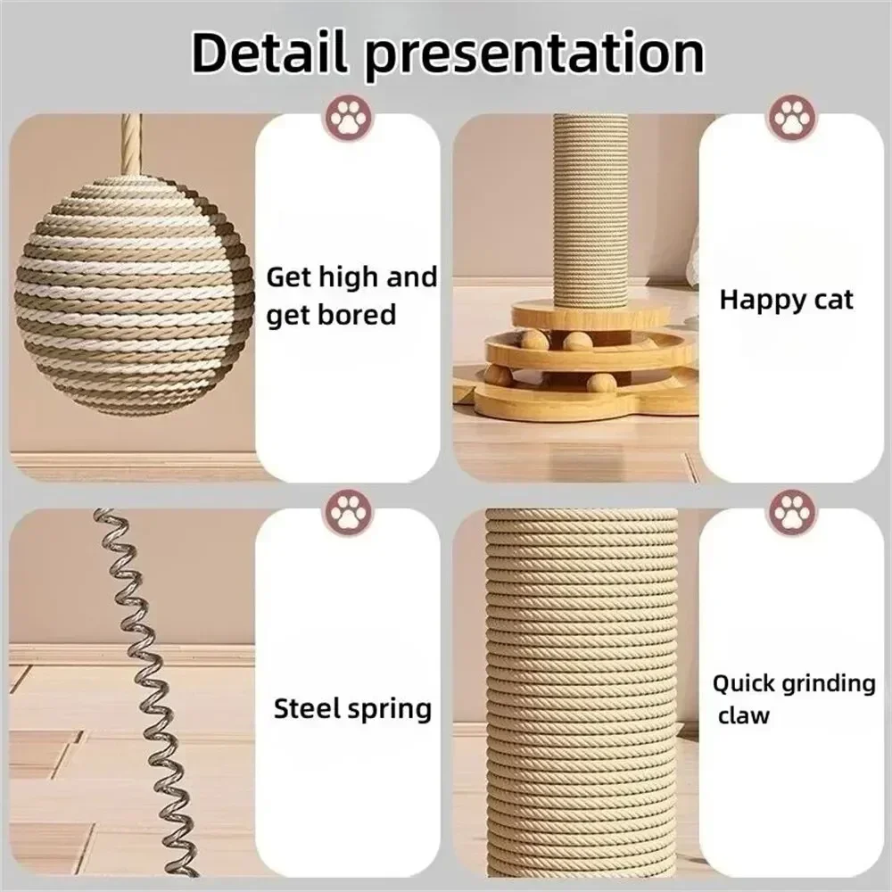 Pet Cat Toy Scratcher Cat Turntable Funny Stick Balls Durable Sisal Scratching Board Pet Accessories CatsGrab Column