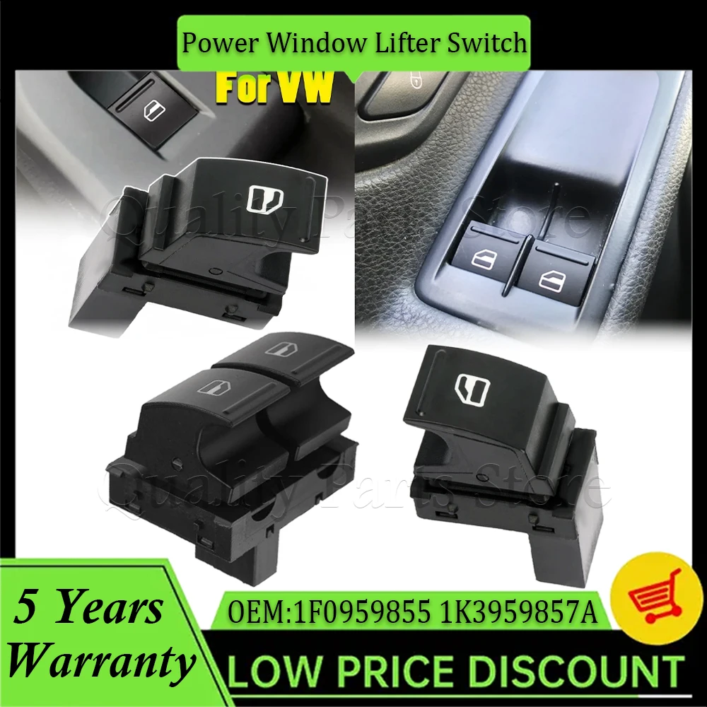 

1PC Window Switch For Volkswagen Caddy 2K EOS Golf 5 6 GTI Passat B6 CC Tiguan Seat Ibiza Leon Altea Toled 1K3959857A 1F0959855