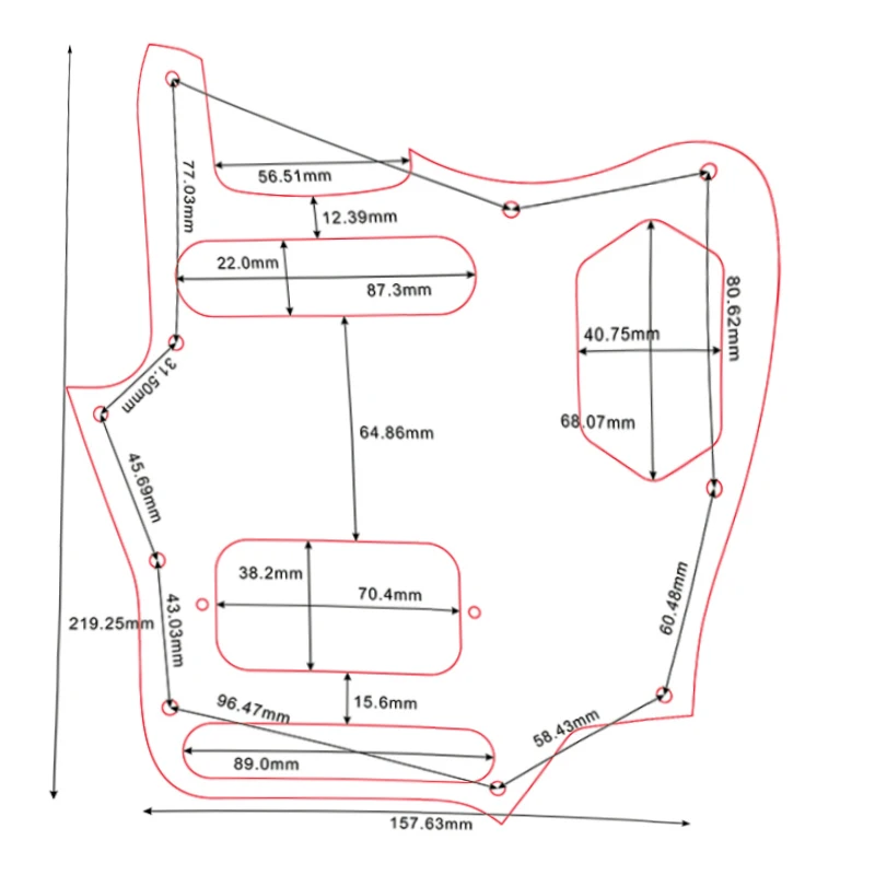 Pleroo Custom Guitar Parts - For US Jaguar SH Guitar Pickguard With Single And Humbucker Pickups Multi Color Choice