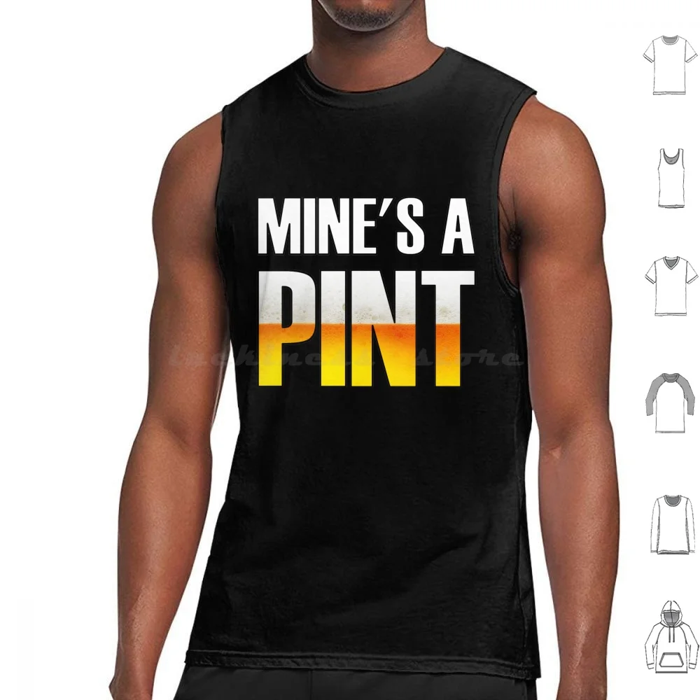 Mine's A Pint Tank Tops Print Cotton Alan Partridge Alan Partridge Aha Im Mines Pint British Comedy Series Funny