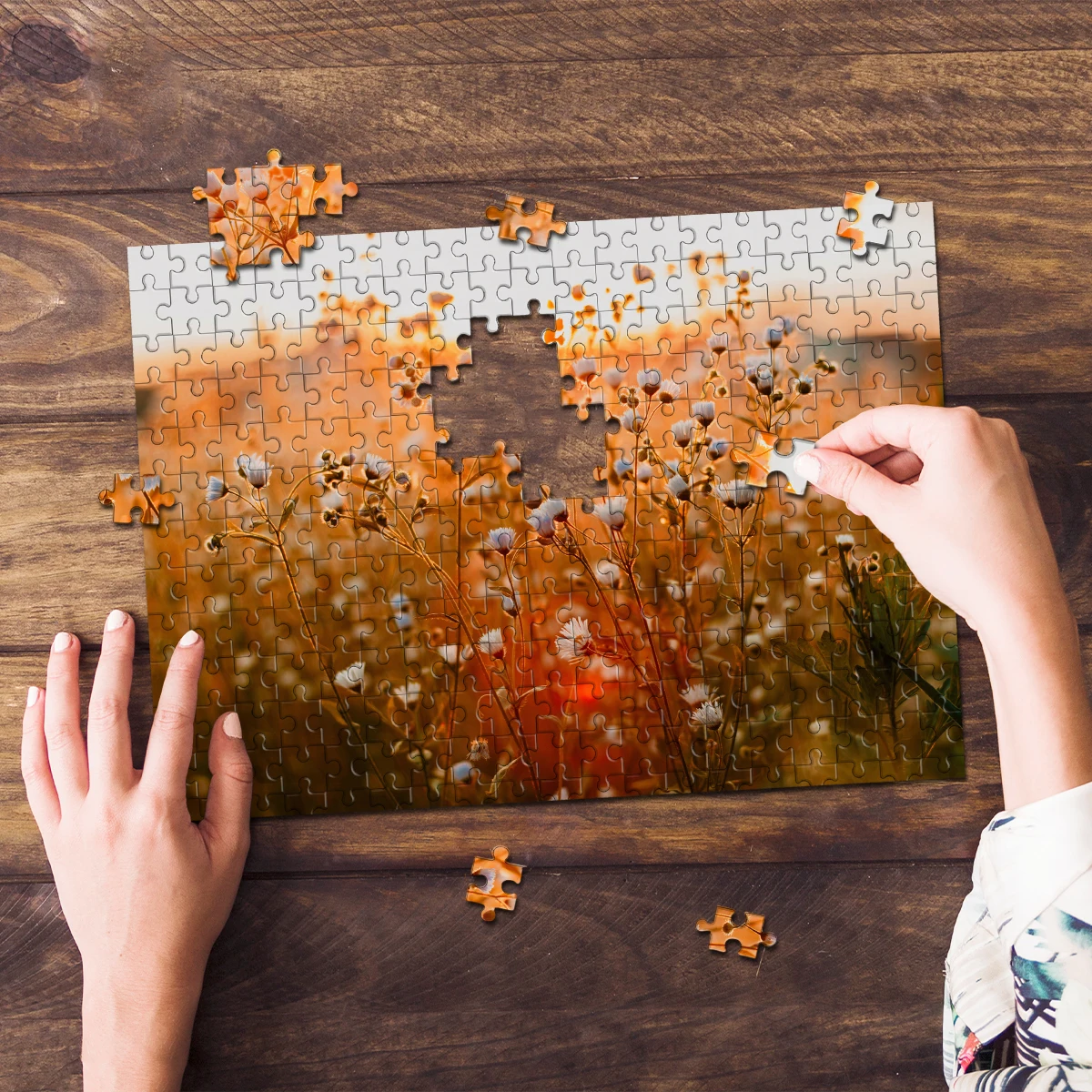 35/300/500/1000pcs Personalized Custom Photo Puzzle scenery photo For Festivals Parties Weddings Birthdays Holidays