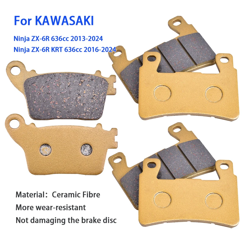 Motorcycle Front Rear Brake Pad For KAWASAKI Ninja 636cc ZX-6R ZX6R ZX 6R 636 KRT 2013 2014 2015 2016 2017 2018 2019 2020-2024