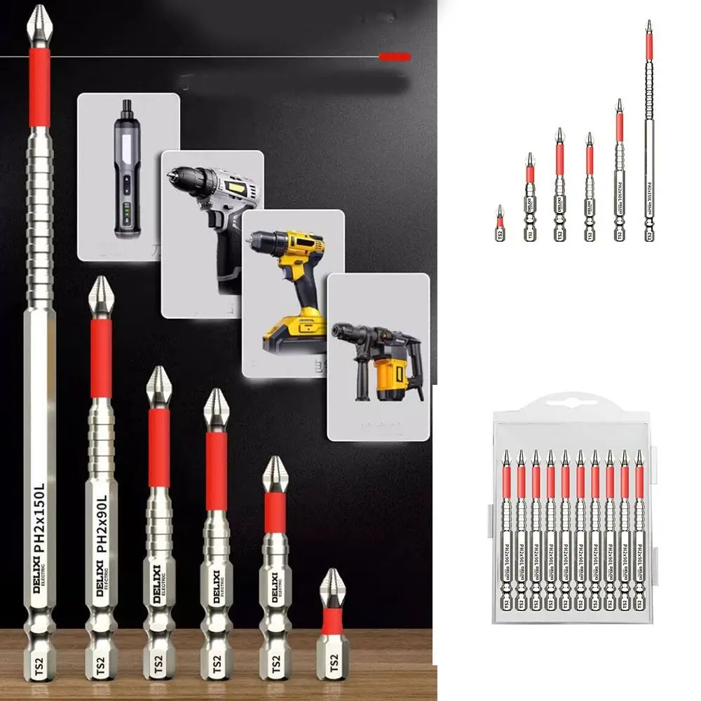 

6/10/20pcs Non-slip Magnetic Batch Head Magnetic S2 Alloy Steel Impact Drill Bit Impact Resistant WaterProof
