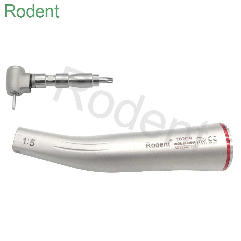 Dental Factory equipment Increasing Red Ring 1:5 with Light Contra Angle handpiece Push Button dental handpiece