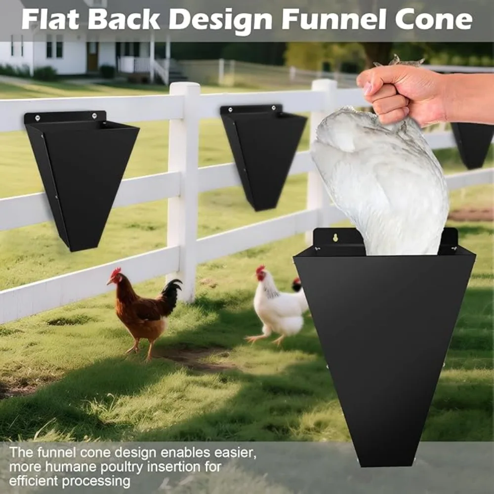 Chicken Cone Flat Back Iron Restraining Heavy Duty Defeathering Killing Cone for Farm Layers Broilers Funnel Kitchen Gadgets