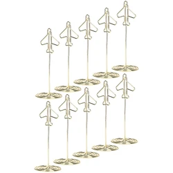 20Pcs Memo Clip Holder, Table Number Name Card Holder Desktop Metal Business Card Photo Gold Plane Frame With Base