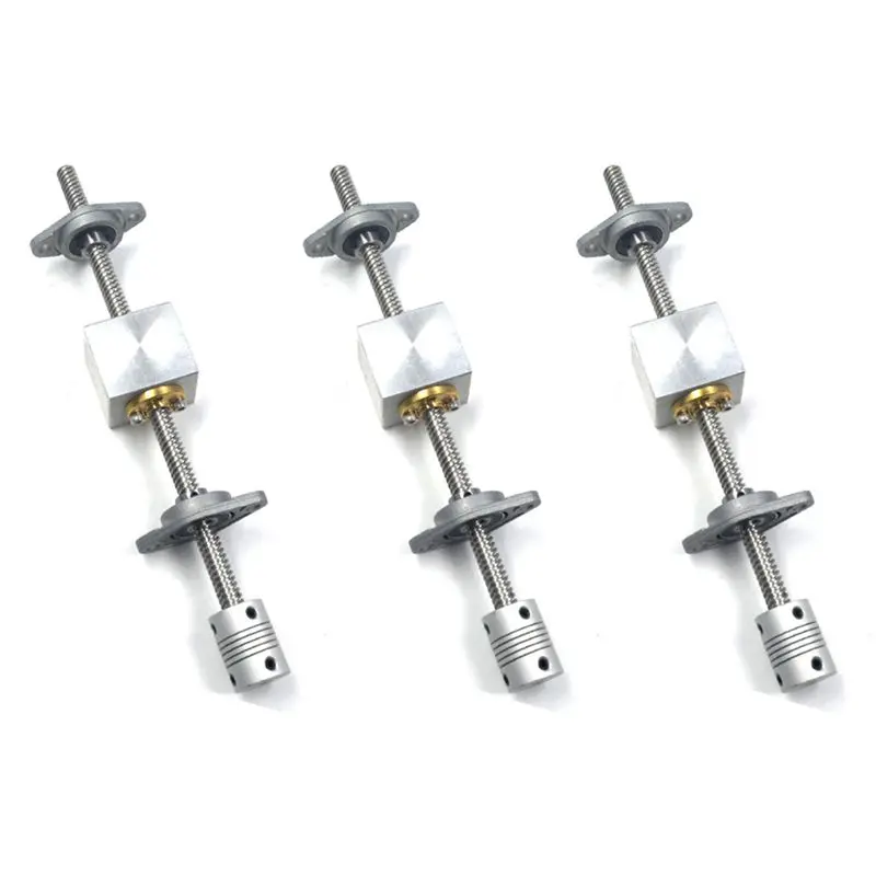 

Комплект ABWZ-3Set: вертикальный ходовой винт T8 длиной 200 мм, диаметром 8 мм, серебристый, с подшипником в корпусе (pillow block) и ходовым винтом 2 мм