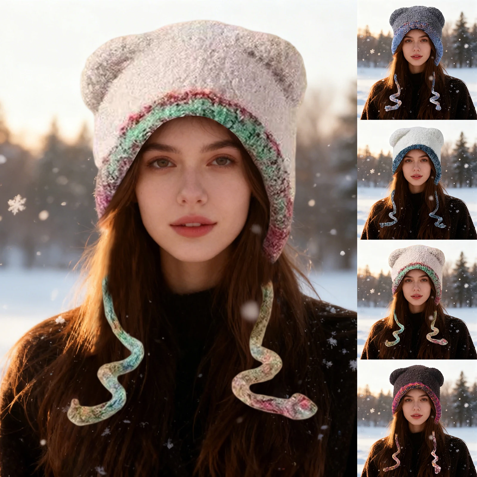 Womens Autumn Winter Large Head Circumference Face Slimming 