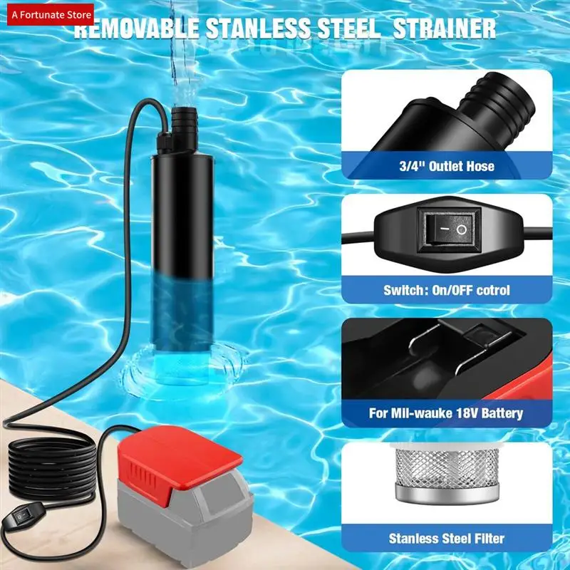 

Портативный перекачивающий насос для аккумулятора 18 В для кемпинговой ванны, садового аквариума-A78G