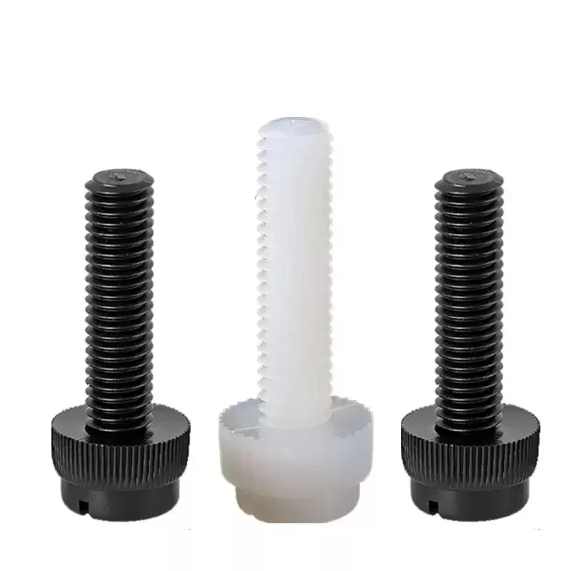 M3 M4 M5 M6 M8 Schwarz-Weiße Nylon Rändelschrauben mit Schlitz für 3D-Drucker und Elektronik – Detail 2