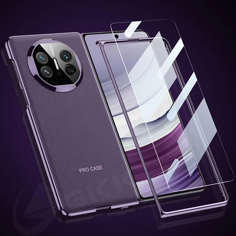

Luxury Plating PU Leather case for Huawei Mate X5 X3 outer screen film 360 degree protective hard cover for Huawei Mate X5 case